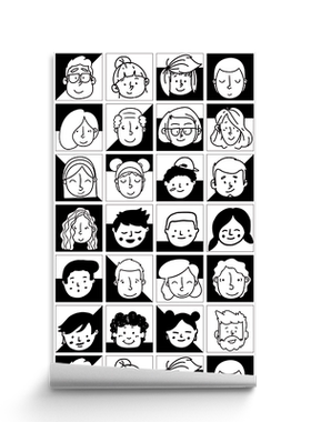 卫生间自粘pvc卡通漫画头像墙纸
