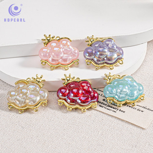 【5颗装】海蒂28MM合金马贝云朵四吊散珠diy串珠手机链饰品小配件