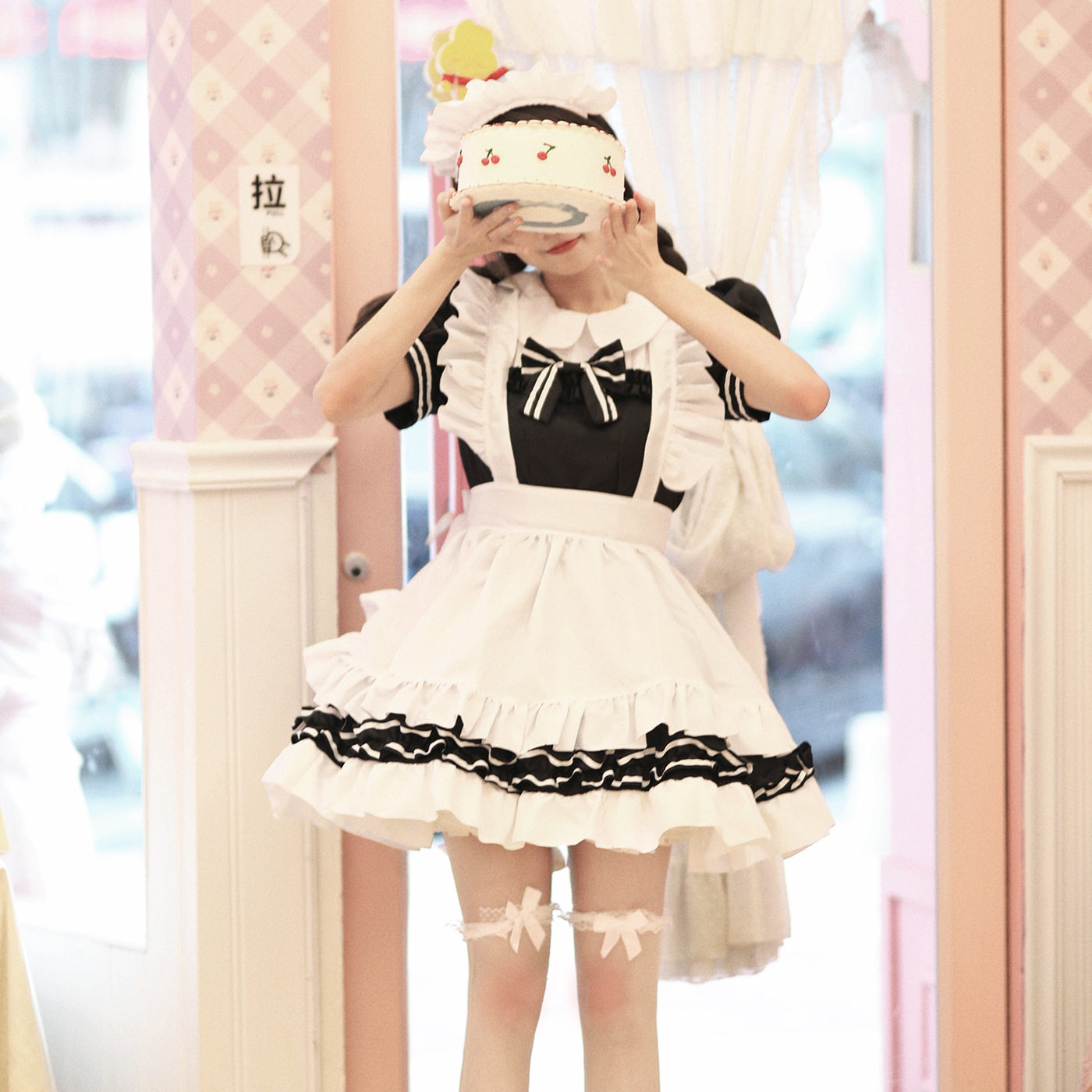 跨境萌女仆黑白经典女仆服COSPLAY女装大佬大码女佣装欧美日系