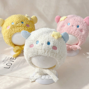 宝宝帽子秋冬季卡通护耳帽婴幼儿冬天加厚保暖毛绒帽男女童毛线帽