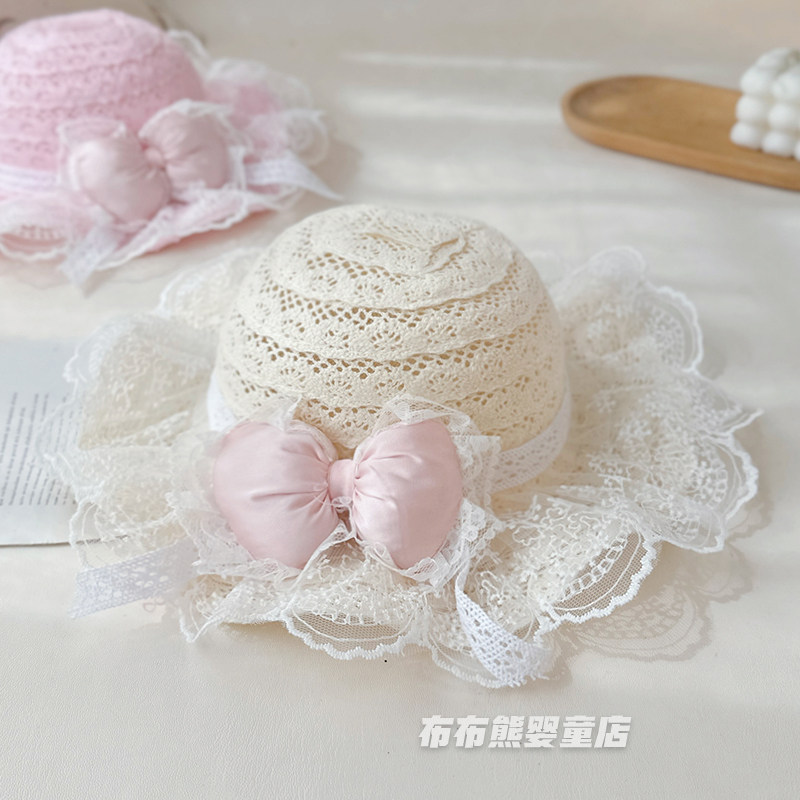 女宝宝帽子夏季薄款透气公主遮阳帽女童夏天太阳帽婴儿沙滩帽草帽