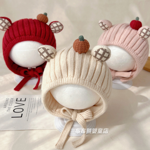 宝宝帽子秋冬季可爱护耳针织帽婴儿冬天保暖防风毛线帽儿童包头帽