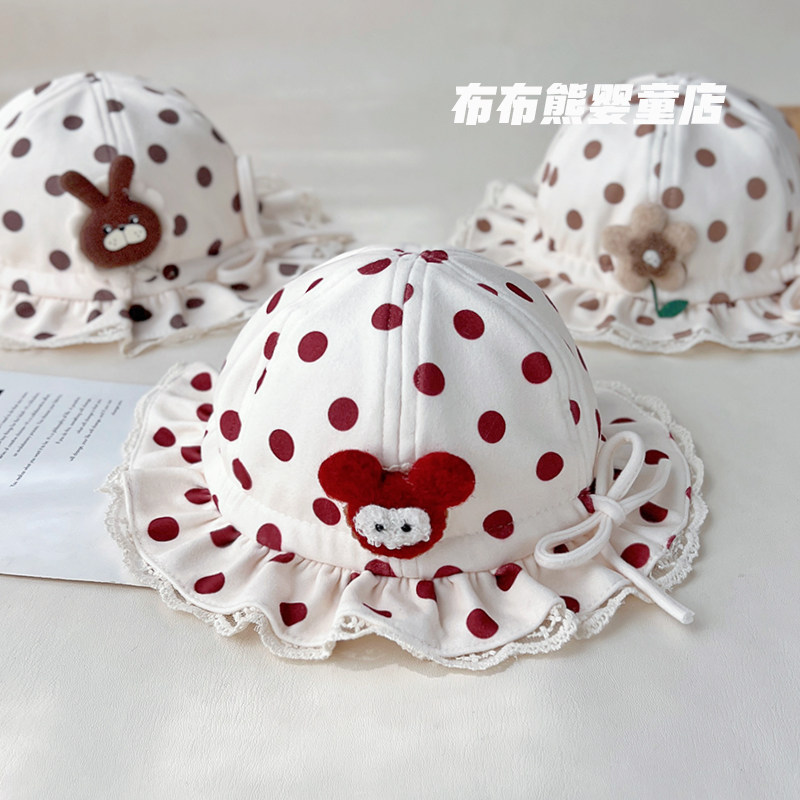 女宝宝春秋款帽子公主洋气遮阳帽婴儿秋季外出防晒帽可调节渔夫帽