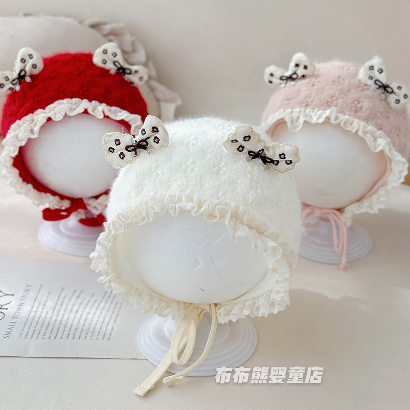 女宝宝春秋保暖护耳宫廷风帽子