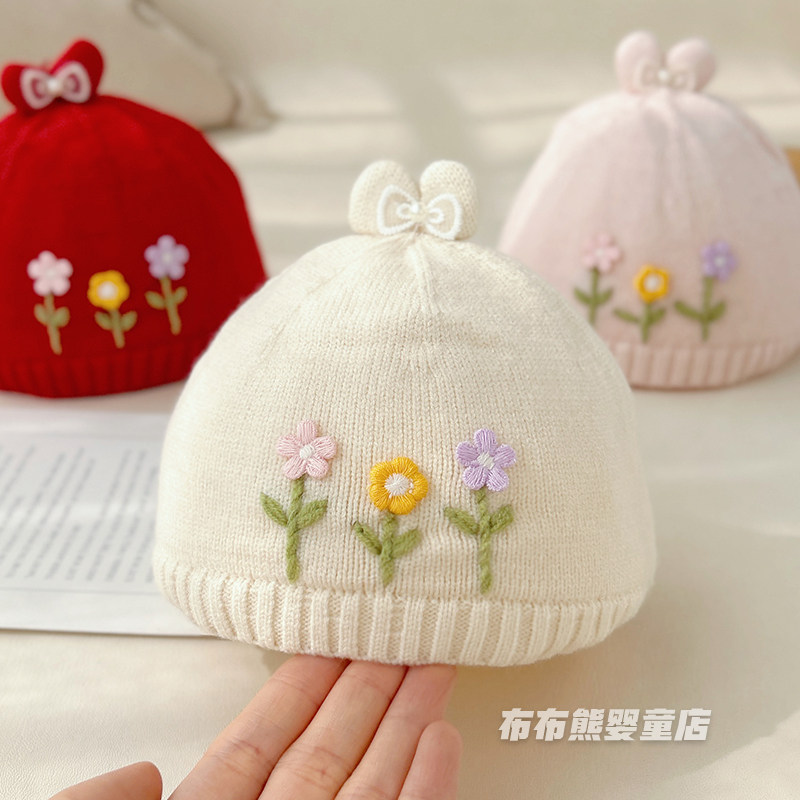 新生婴儿帽子秋冬季可爱保暖胎帽初生宝宝冬天针织帽婴幼儿毛线帽