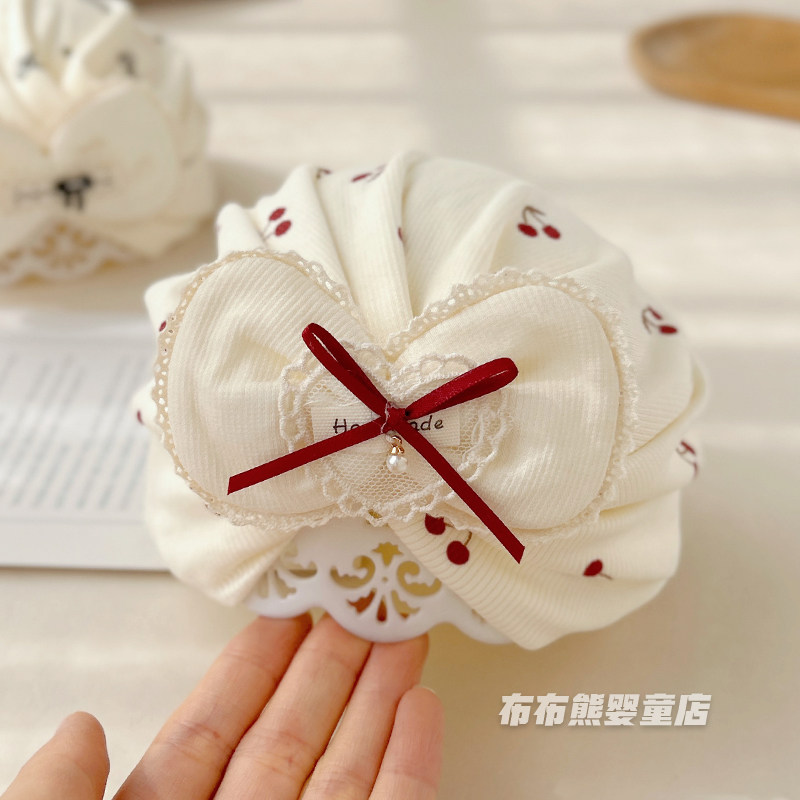 婴儿帽子春秋款可爱护囟门帽女宝宝秋季纯棉无骨印度帽小月龄胎帽