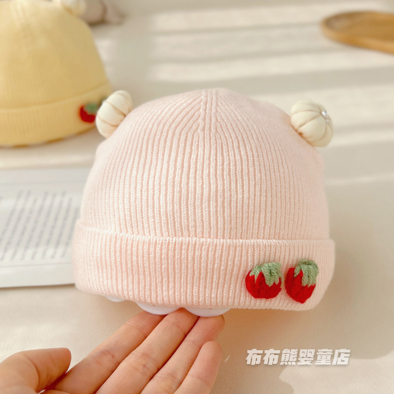 婴儿帽子秋冬款可爱针织帽婴幼儿冬季防风保暖套头帽小月龄毛线帽
