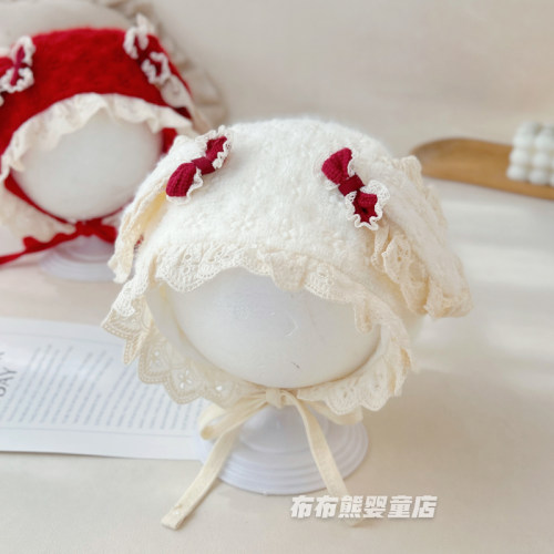 婴儿帽子春秋季可爱公主帽女宝宝秋冬遮阳防风宫廷帽婴幼儿护耳帽