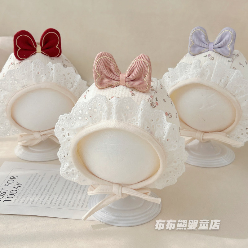 婴儿帽子春秋款可爱碎花公主帽女宝宝防风护耳帽婴幼儿秋季包头帽