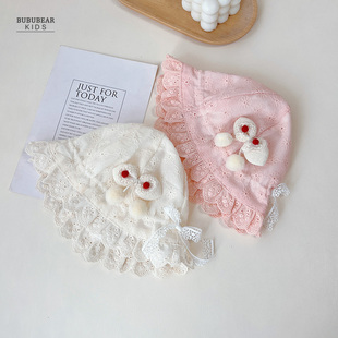 女宝宝帽子春季薄款渔夫帽婴儿公主遮阳帽婴幼儿夏天防晒帽可调节