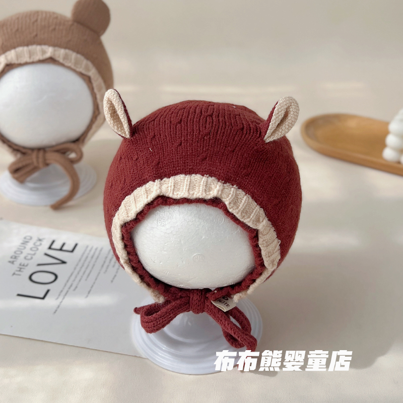 婴儿帽子秋冬可爱超萌针织护耳帽宝宝冬季保暖毛线帽婴幼儿包头帽