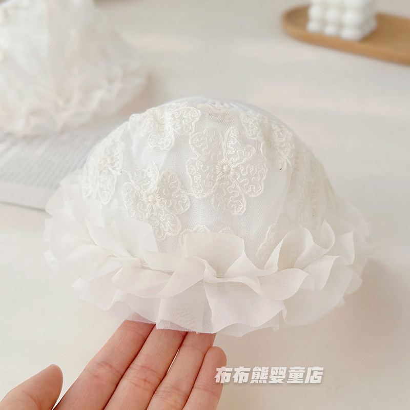 新生婴儿帽子夏季薄款蕾丝护囟门公主帽女宝宝夏天发带小月龄胎帽