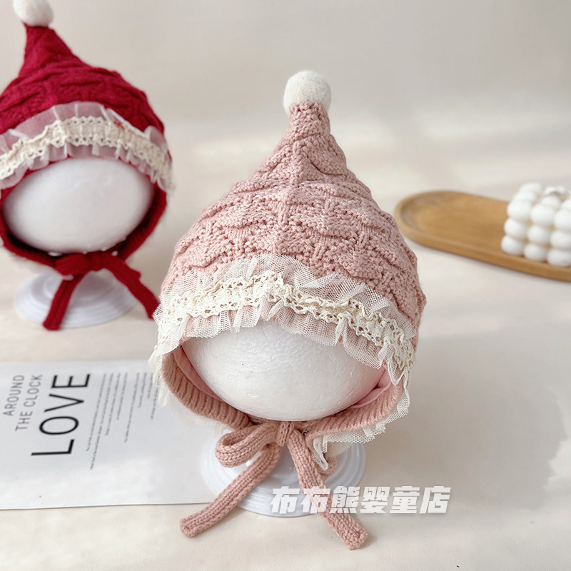 婴儿帽子秋冬季韩版针织帽女宝宝冬季加厚保暖护耳帽婴幼儿毛线帽