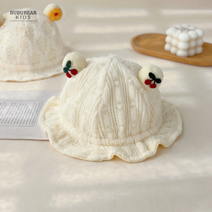 女宝宝帽子春秋可爱超萌渔夫帽婴儿秋季公主遮阳帽女童可调节盆帽