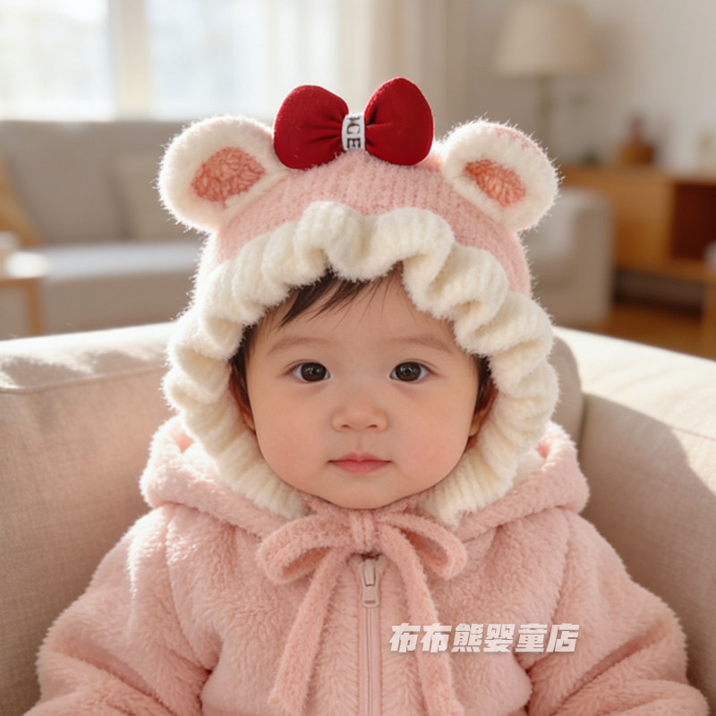女宝宝冬季公主甜美帽子外出保暖防风针织护耳帽婴儿秋冬天毛绒帽,童装/婴儿装/亲子装,帽子,淘宝优惠券,粉丝福利购,淘宝优惠卷