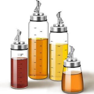 油壶玻璃防漏不锈钢自动开合酱油醋壶厨房家用调料瓶大容量小油瓶