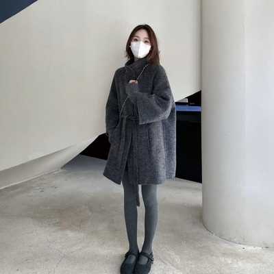 高端双面羊绒大衣女中款小个子