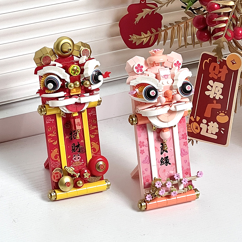 国潮醒狮冰箱贴立体拼图新年装饰