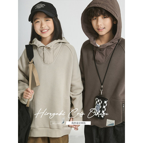 williambeta拼接高领发热绒卫衣