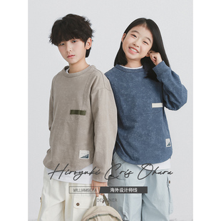 williambeta海外设计师线25早春针织全棉渐变印染复古儿童长袖T恤