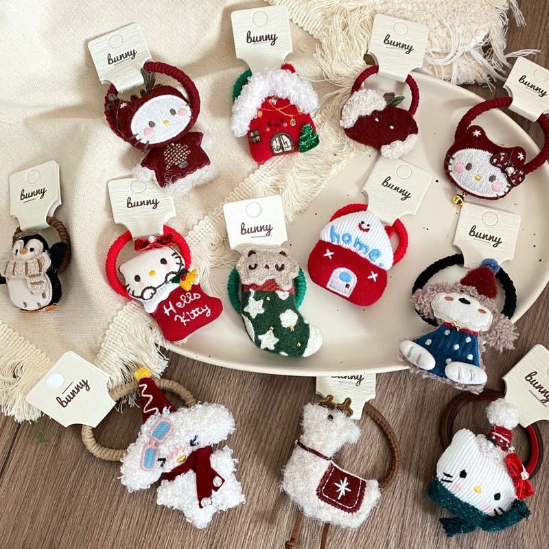 圣诞卡通布艺立体小动物儿童发圈