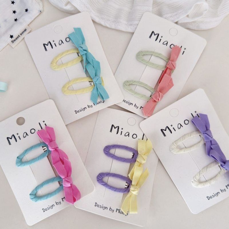 甜美彩色布艺蝴蝶结儿童BB夹对装