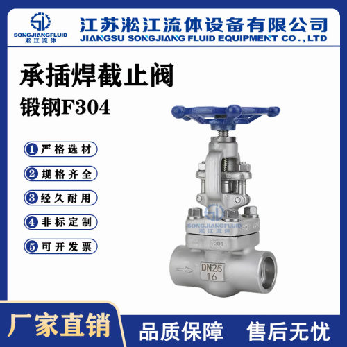承插焊截止阀 J61W-16P 国标锻钢F304工业化工管道蒸汽高温截断阀