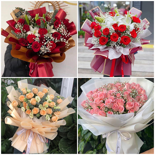 深圳福田区沙头香蜜湖梅林同城配送女友礼物玫瑰花束生日鲜花速递