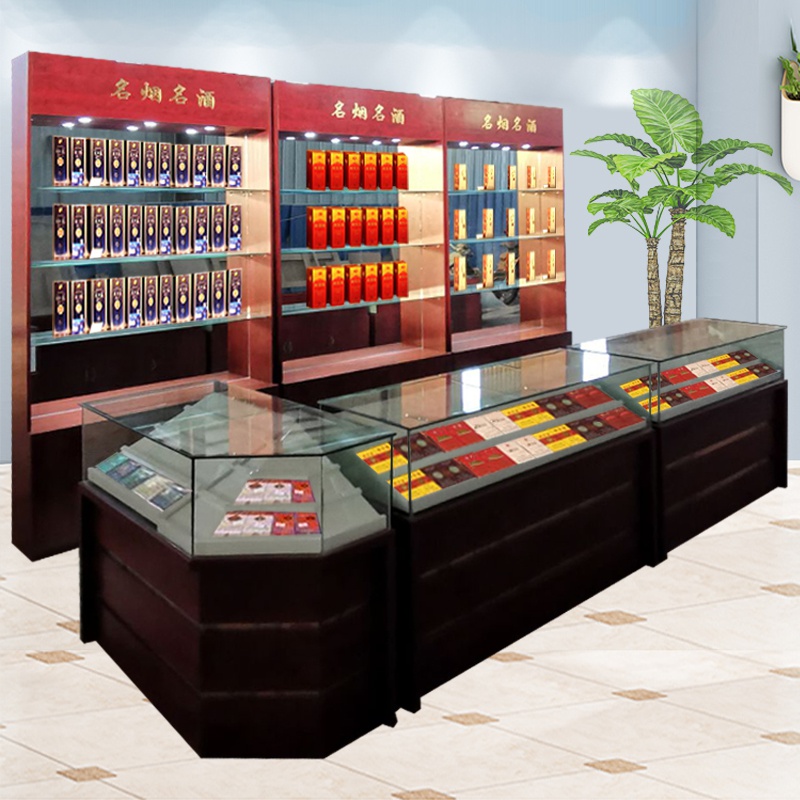 超市烟柜商场免漆板烟酒展示柜便利店烟柜收银台玻璃柜台陈列柜