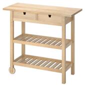 夫洛亚厨房实木可移动小推车厨房置物架落地多层家用收纳储物架子