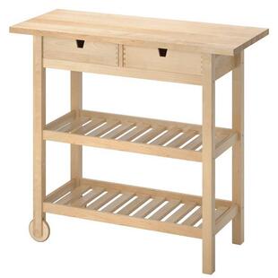 夫洛亚厨房实木可移动小推车厨房置物架落地多层家用收纳储物架子