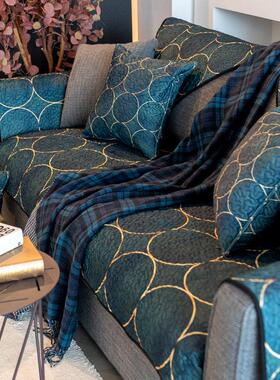 休闲现代深绿色沙发垫斯堪的纳维亚无障碍豪华秋冬保暖垫防滑加厚