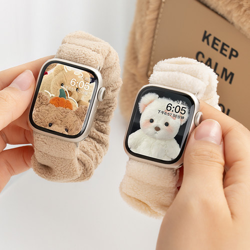 匠戴适用iwatch大肠圈毛绒表带