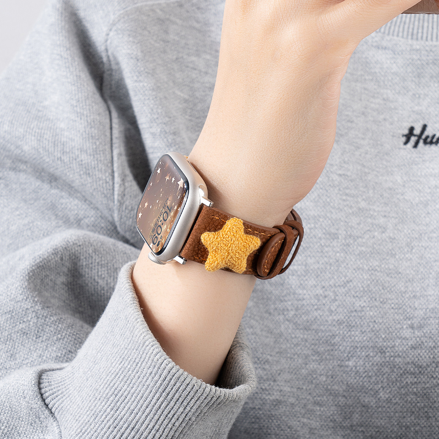 【秋冬星星复古真皮】匠戴适用苹果S11手表iwatch11表带applewatch10美拉德S10新款S9荔枝纹女生se3运动智能8