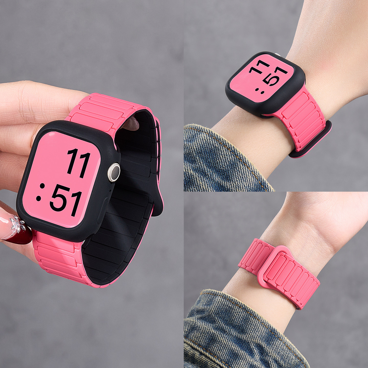 婧仪同款匠戴适用iwatch11表带苹果S11手表applewatch10磁吸运动腕带S10新款秋冬高级se3女生智能S9时尚软壳