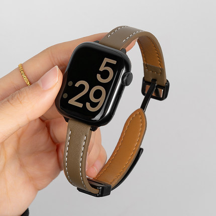 匠戴适用applewatch10表带苹果S9手表iwatch9夏季真皮腕带S8女款S7智能新款7时尚SE高级S6运动6磁吸