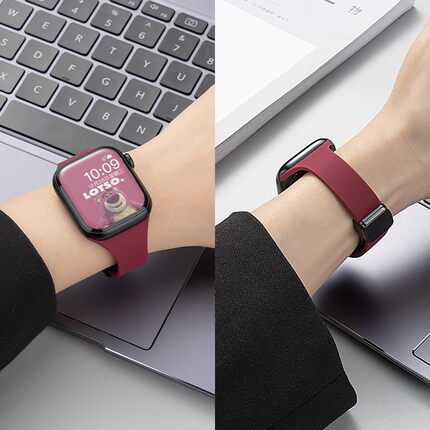 适用iwatch8表带S9苹果S8手表applewatch9硅胶SE磁吸S7女7小蛮腰S10小众高级10可爱个性新款运动智能watchs