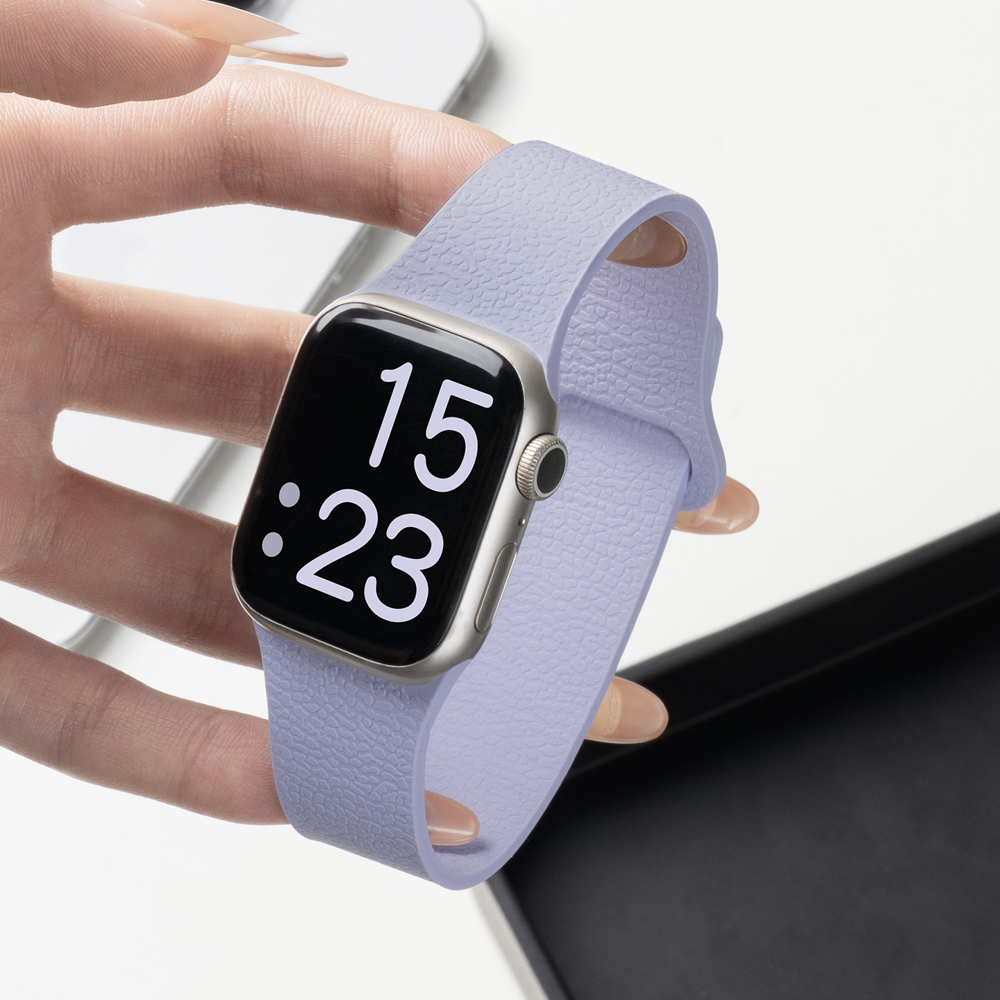 匠戴适用iWatch荔枝纹硅胶表带