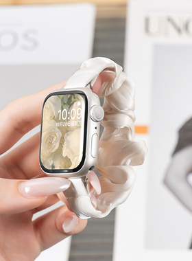 适用苹果S11手表iwatch11表带applewatch9女款S10雪纺发圈S8冰丝10透气S9夏季SE3新款时尚7创意iphone高级感