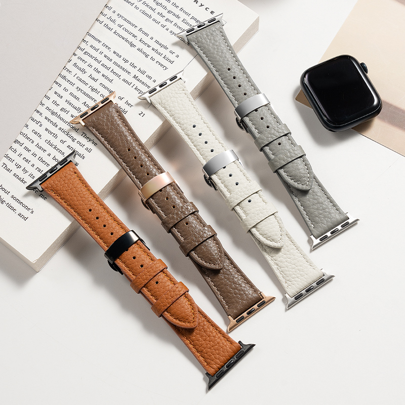 适用iwatch8表带S9苹果手表S8真皮Applewatch9蝴蝶扣S7新款SE夏7高级S6小众10代男女S5运动S10创意智能
