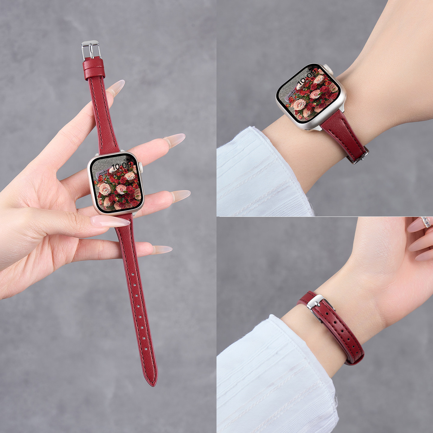 匠戴适用苹果S11手表iwatch11表带applewatch10细款小蛮腰真皮S10新款S9秋冬高级S8时尚se3男女款智能S7运动