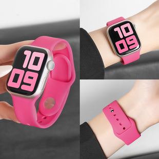 匠戴適用applewatch9表帶蘋果S10手表iwatch11芭比粉硅膠S9新款 S6智能女生 高級(jí)10腕帶S8夏天運(yùn)動(dòng)S7創(chuàng)意7時(shí)尚
