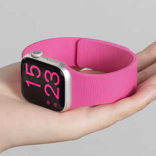 匠戴适用iwatch11手表苹果S10表带applewatch9荔枝纹磁吸腕带S8硅胶S9新款高级SE运动8夏天S7女生7智能创意