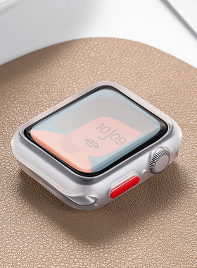 适用苹果S11手表保护壳applewatch7表带S10苹果s7智能手表se透明10保护套44mm表壳40mm高级硅胶软壳夏季磨砂8