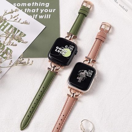 适用iwatch8表带S10苹果S9手表applewatch9真皮S8新款S7夏季SE可爱S6女10代7高级感6创意小众运动智能watchs