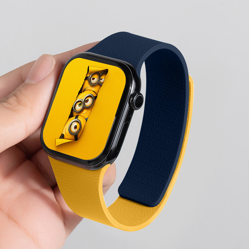 小黄人来袭｜匠戴适用苹果S11手表iWatch10表带AppleWatch9新款Ultra硅胶SE磁吸3运动2透气S8高级7智能腕表带