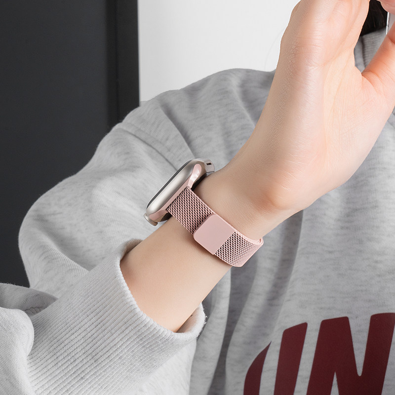 匠戴适用iwatch11表带苹果S10手表applewatch9细款米兰尼斯粉色10新款S9创意小蛮腰8夏天se3女运动S8金属高级