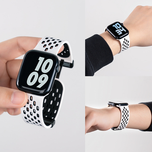 适用苹果手表iwatch11表带S11高级S10硅胶applewatch8夏季 智能防水创意柔软 S9磁吸镂空SE3运动ultra2男10女款