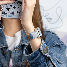 匠戴适用iwatch11手表带applewatch9表带苹果S10高级S9扎染牛仔帆布真皮S8夏季时尚8新款10女7小众智能ultra2