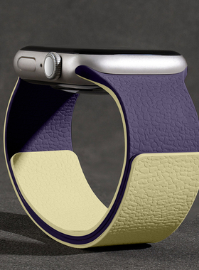 匠戴适用iwatch11表带苹果S10手表applewatch9拼色荔枝纹S8硅胶磁吸运动se3新款创意男女款Ultra智能高级春夏